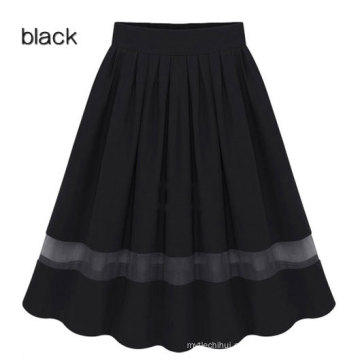 Europa outono chiffon preto cintura elástica saia longa plus size dress mulheres saias